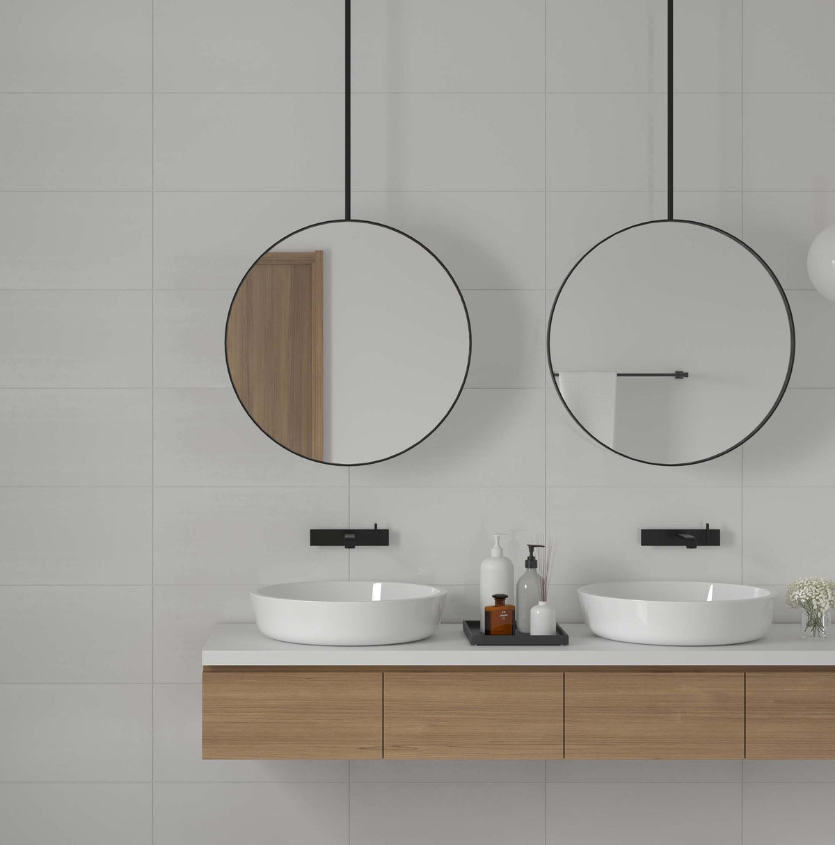 BIEN Parel Weiß 30×60 Matt – Badezimmer – Original-Raumaufnahme aus dem Herstellerkatalog