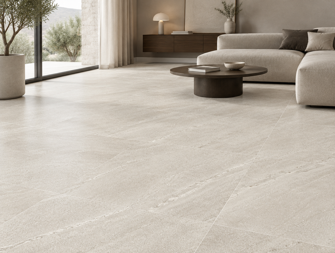 Ceramiche Piemme Journey Sarek rett. 60x60x0,95cm R10 B matt V2 – KI-Anwendungsvisualisierung anhand der Originalfliese