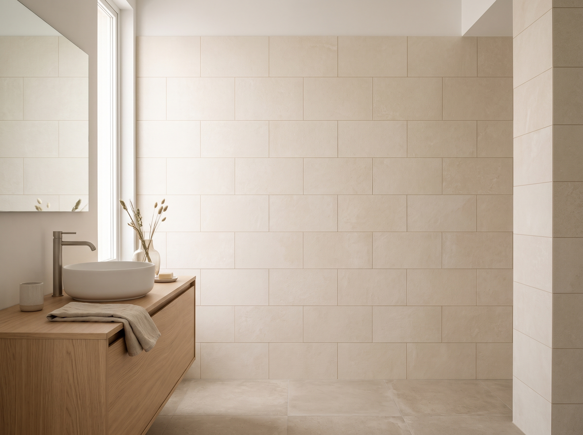 Recer Trace White 30x60cm – KI-Anwendungsvisualisierung anhand der Originalfliese; Abbildung beispielhaft