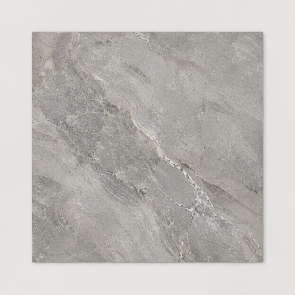 KI-generierte illustrative Fliesenansicht: Silver Root, Farbe Grey.