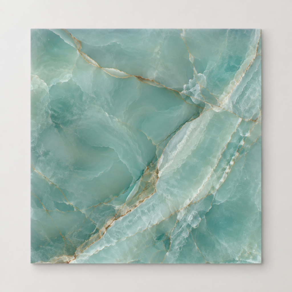 KI-generierte illustrative Fliesenansicht: Onice Allure, Farbe Turquoise.