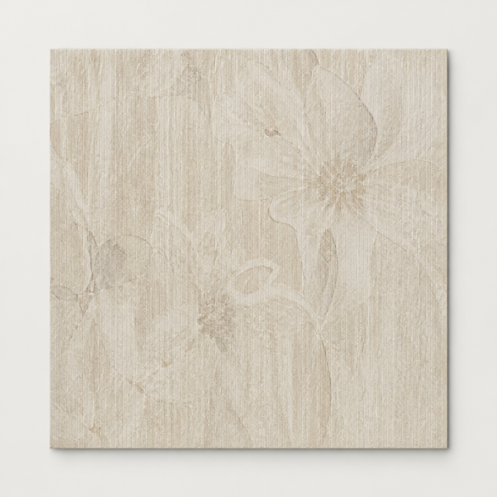 KI-generierte illustrative Fliesenansicht: Wallart, Farbe Flowerin.
