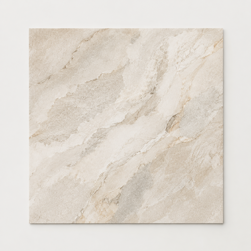 KI-generierte illustrative Fliesenansicht: Morphic, Farbe Bold Ivory.