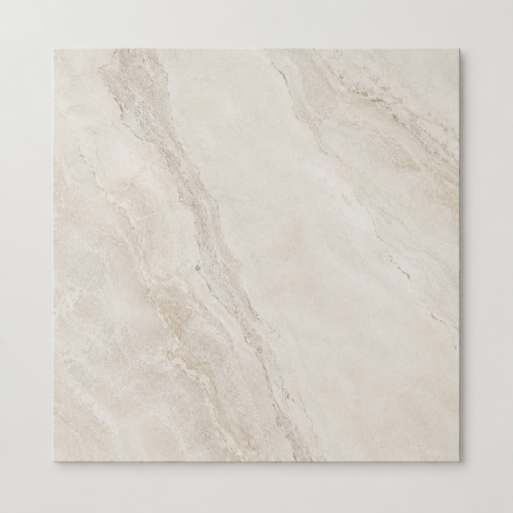 KI-generierte illustrative Fliesenansicht: Morphic, Farbe Veil Ivory.